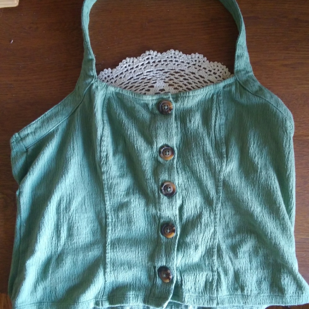Halter Neck Open Back Tank Top Size Large